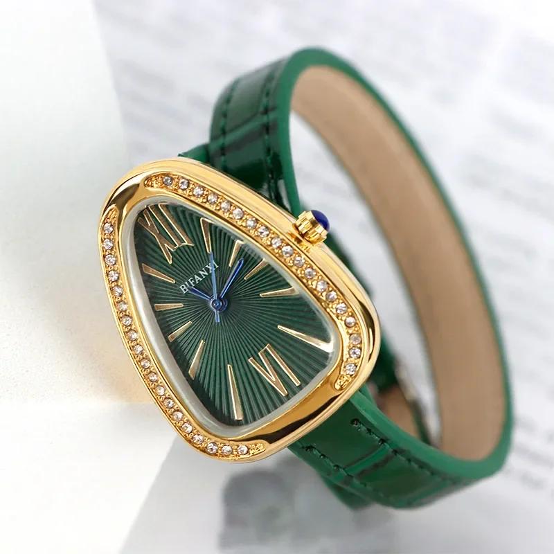 AAA Unique Top Brand Snake Quartz Watches Women Fashion Shape Simple Ladies Women's Watch leather Strap Waterproof Wristwatches