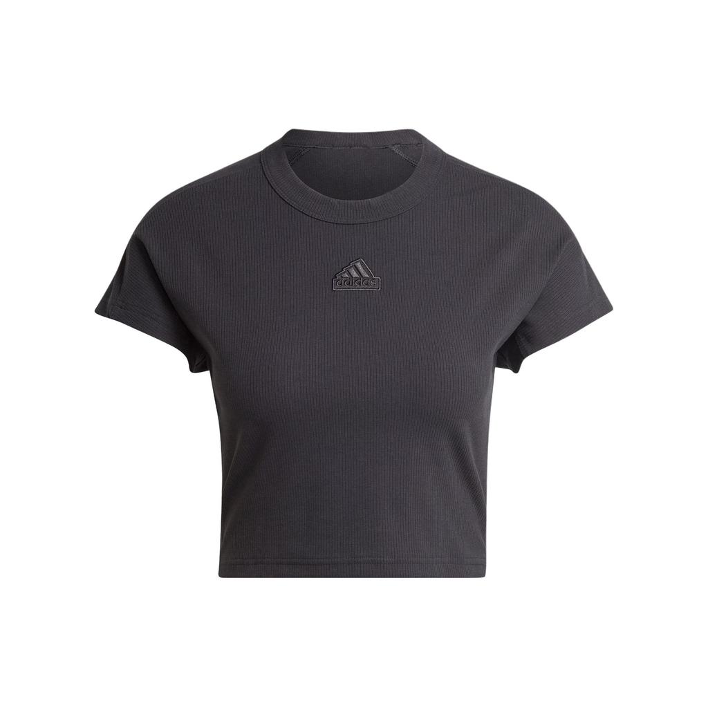 Adidas Lounge Ribbed Crop Tee With Logo Women Tops Black IT2547
