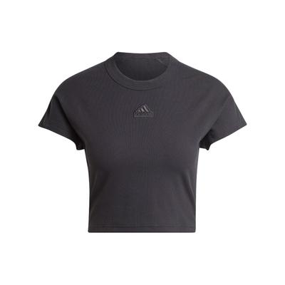 Lounge Ribbed Crop Tee With Logo Women Tops Black IT2547