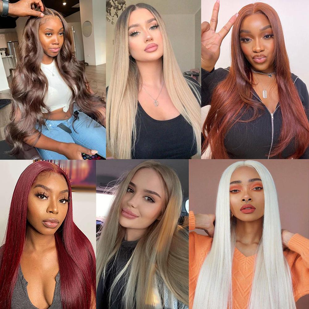 3X13 Lace Frontal Synthetic Wig Long Wavy Hair For Black Women Free Part Brown Color High Density Transparent Lace Front Wig