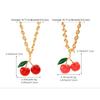 Fashionable Exaggeration Red Cherry Fruit Pendant Personalized Thick Chain Necklace For Women