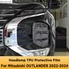 For Mitsubishi OUTLANDER -2024 Car Headlight Tint Black Film Cover Protection Transparent TPU Sticker Accessories
