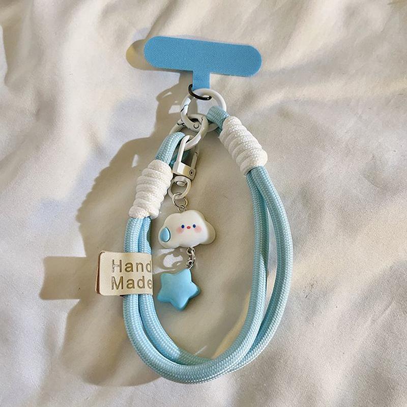 Colourful Mobile Phone Strap Short Wrist Strap Clouds Star Charm Keychain Camera Chain Lanyard Universal Phone Case Lanyard
