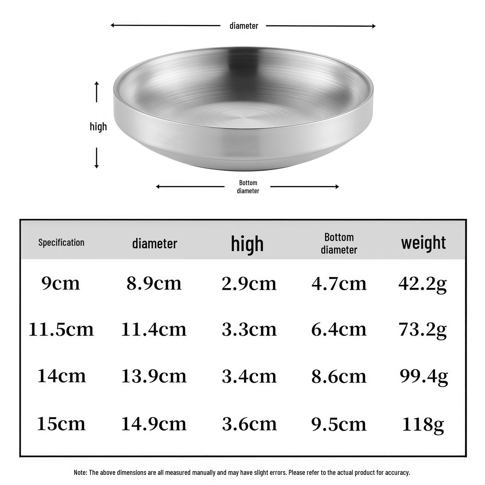 Korean Kimchi 304 Stainless Steel Seasoning Bowl 9 cm