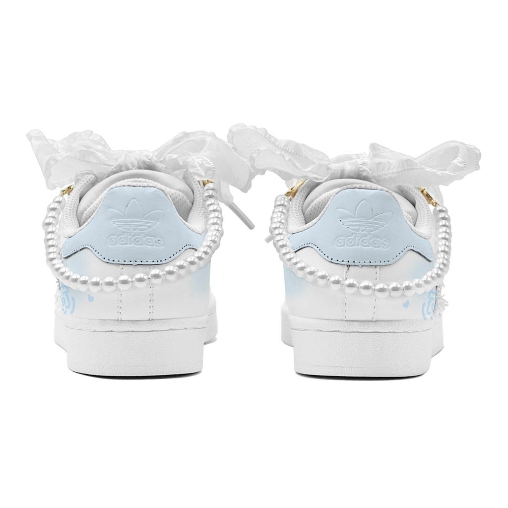 adidas Originals Superstar 2 Romantic Gift Low Top Casual Skate Shoes Unisex Blue White IH8659(TeamS2-S-BOX)