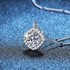 925 Sterling Silver Moissanite Necklace with Light Luxury Square Pendant - 1 Carat D Color Diamond for Women