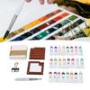 Portable Watercolor Palette Set 24 Color Paints Painting Brush Tiny Mini Artist Watercolor Travel Set with Clip