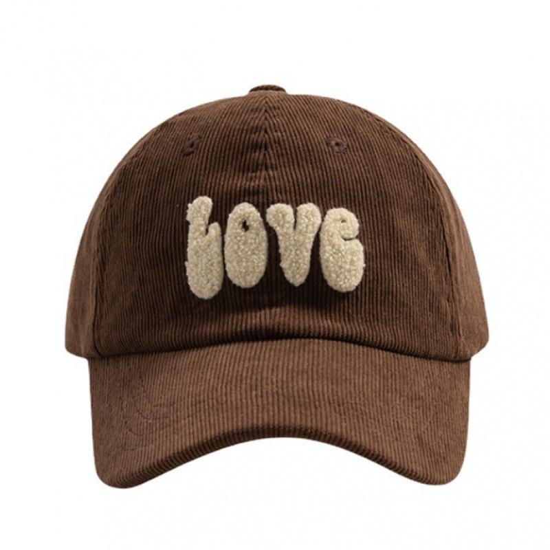 Corduroy Baseball Cap Retro Casual Versatile Wide Brim Cap Women'S Autumn And Winter Plush Mark Face Small Hat