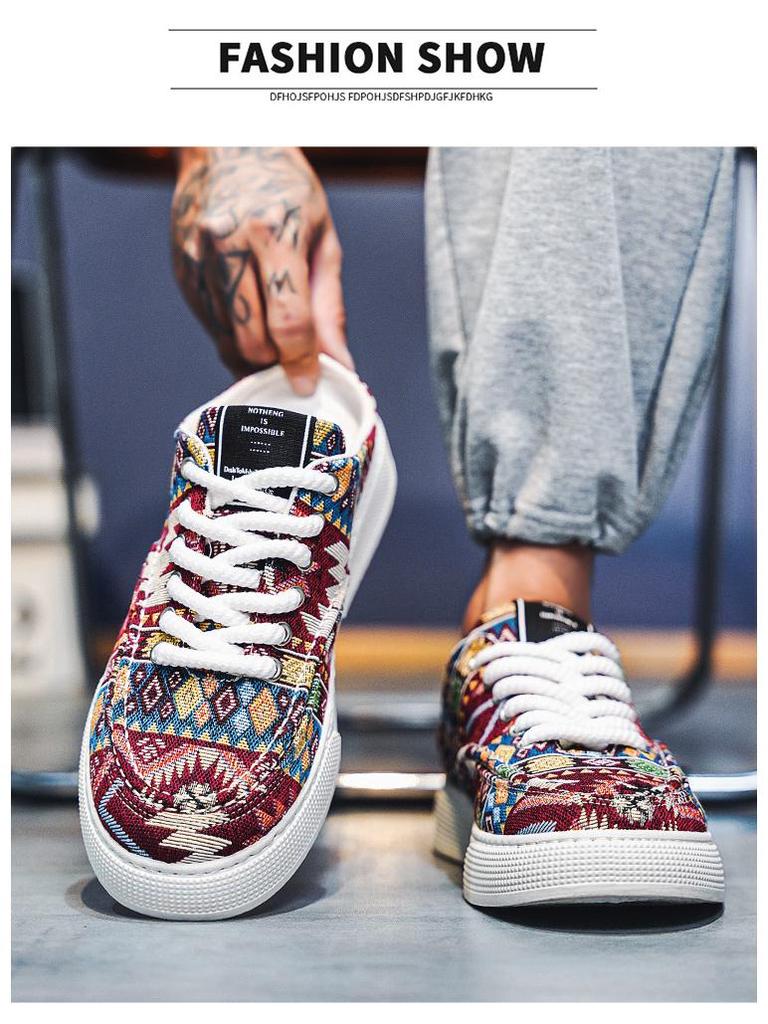 Men's Trendy Breathable Canvas Slip-On Sneakers - Versatile Summer Half-Slippers