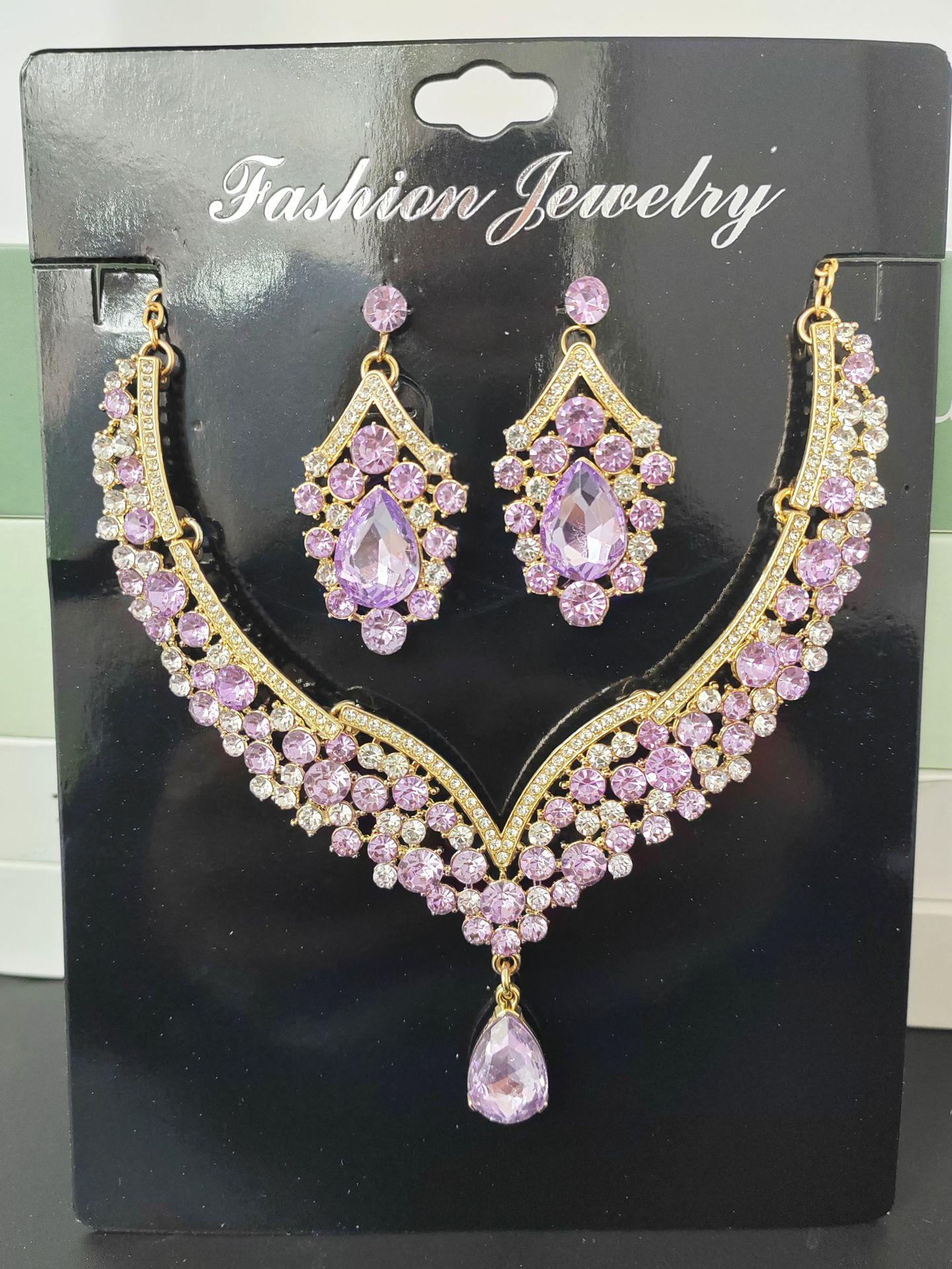 

Ювелирные изделия Преувеличенный комплект ожерелья Роскошные хрустальные украшения Банкетное платье Аксессуары Прямая партия