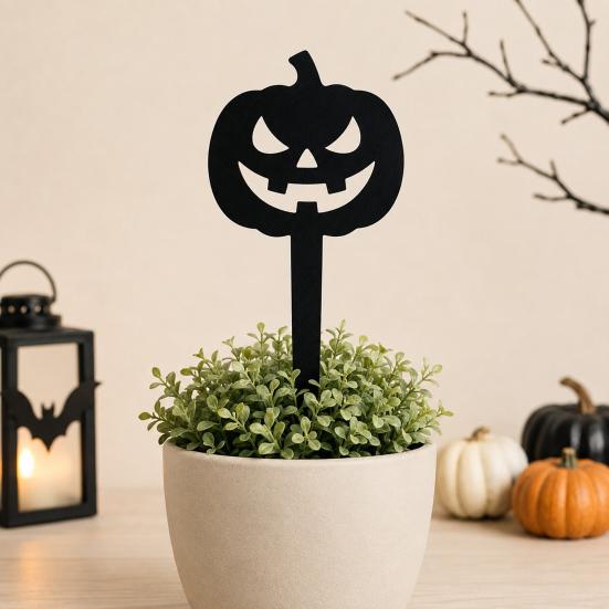 Halloween Gartenstecker 5 Stück Pflanzstecker, Acrylschild für Außenbereich Garten Rasen Hinterhof, Pflanzen Dekorationen Geisterhaus Schwarze Katze Silhouette Kunst Dekor