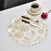 1pc Round Flower Petal Placemat Transparent PVC Waterproof and Heat-insulating PP Printed High-end Dining Table Decoration Mat