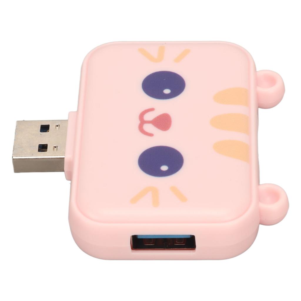 3 in 1 USB Hub Multifunction USB A to USB3.0 and 2 USB2.0 USB Port Expander for Mouse Keyboard Laptop PC Pink