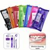 8Pcs/Set Dental Care Brush Kit Orthodontic Teeth Cleaning Tool Foldable Toothbrush Interdental Brush Floss Thread Wax Travel Kit