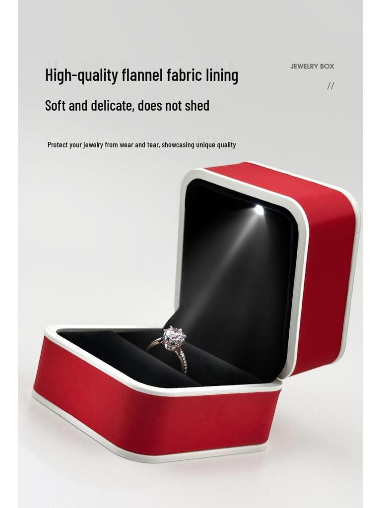 Creative LED Light Jewelry Ring Box with Illuminated Display