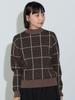 Knit High Neck Check Knit Pullover BEIGE ONE SIZE [Beams Heart] L/S Women's