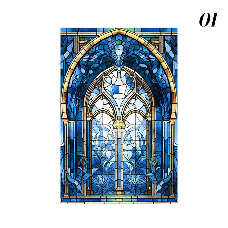Retro Art Skleněná Fólie Evropský Styl Vitrážové Kostelní Umění Soukromí Okenní Samolepky Neprůhledné Hotelový Klub Veranda Okenní Dekorace Fólie