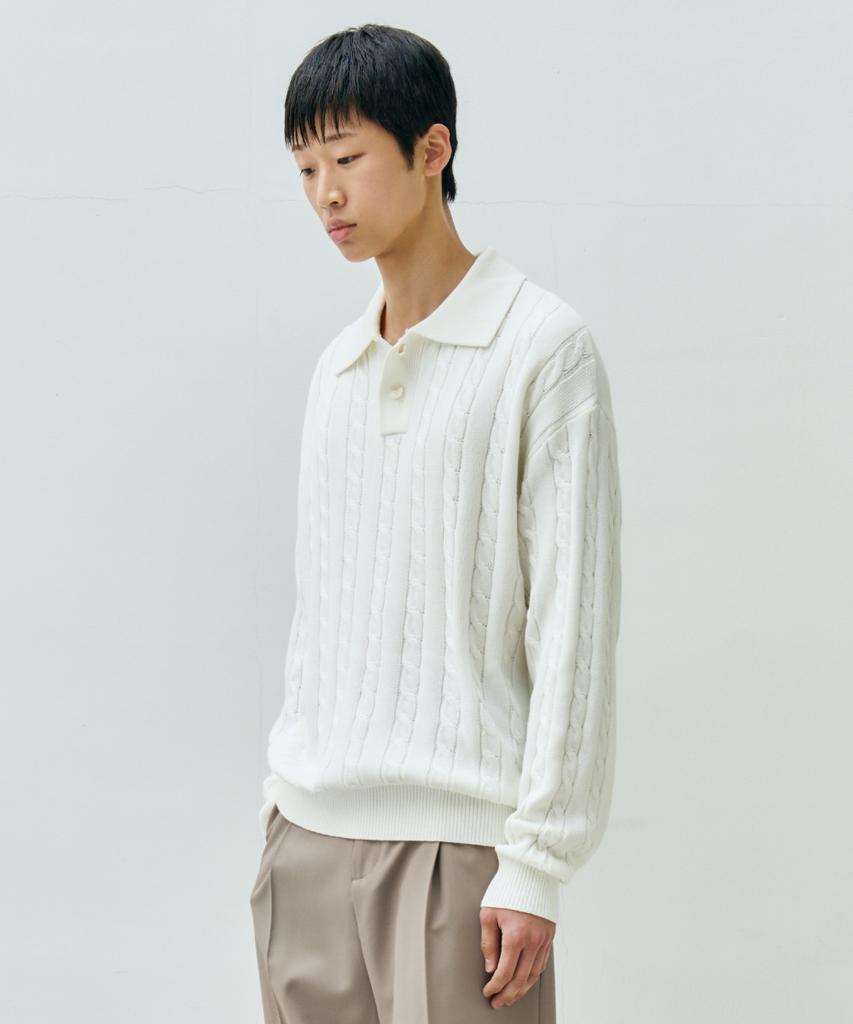 MINAV Maxi Cable Collar Knit [Ivory]