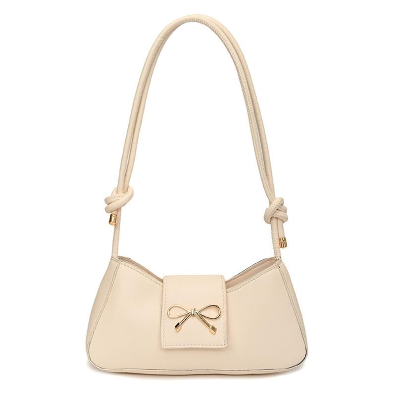 

Shoulder Bag for Women Trendy Bows Purse Handbag Pu Leather Underarm Purse Bowknot Clutch Purse with Zipper Closure бежевий
