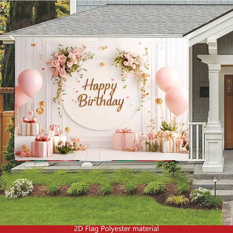 1pc, 2Dflat, Minimalist Luxury Style Birthday Banner, Perfect for Photography Backdrops and Home Décor, Enhancing Happiness. Wsj