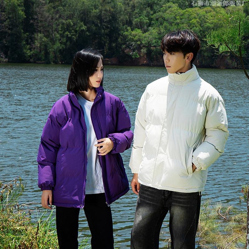Winter new couple simple stand-up neck cotton-padded clothes men's casual cotton-padded clothes thickened cold-proof warm bread clothes women