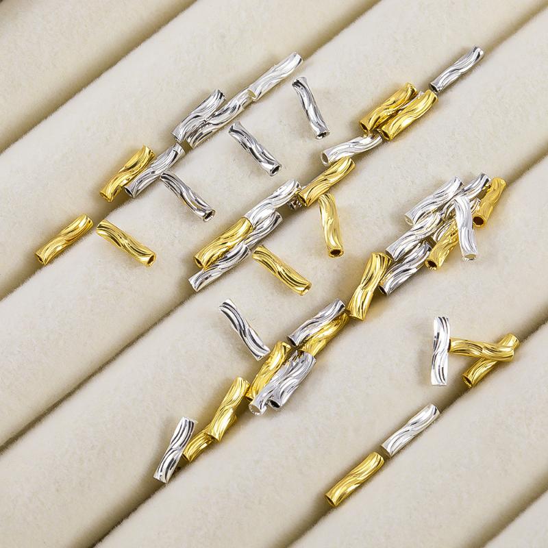 50Pcs Spacer Bead Diy Findings 2X8Mm Tube Beads For Jewelry Making Gold Plated Beads Separators For Bracelets Accessories
