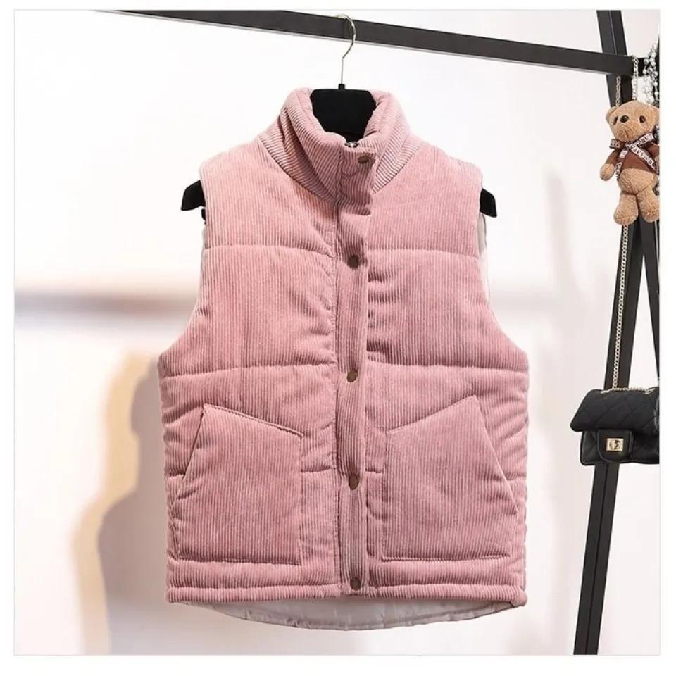 Women's Fall and Winter Loose Short Section Corduroy Vest Solid Color Comfortable Jacket