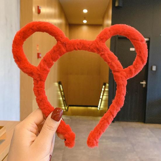 Femei, iarnă, groasă, bentiță de pluș, urechi rotunde de urs, machiaj, cerc de păr elastic, culoarea bomboanelor, accesorii pentru păr