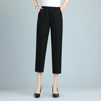 Women's Summer Thin Straight Pants Solid Color Black Trousers Summer High Waist Pants