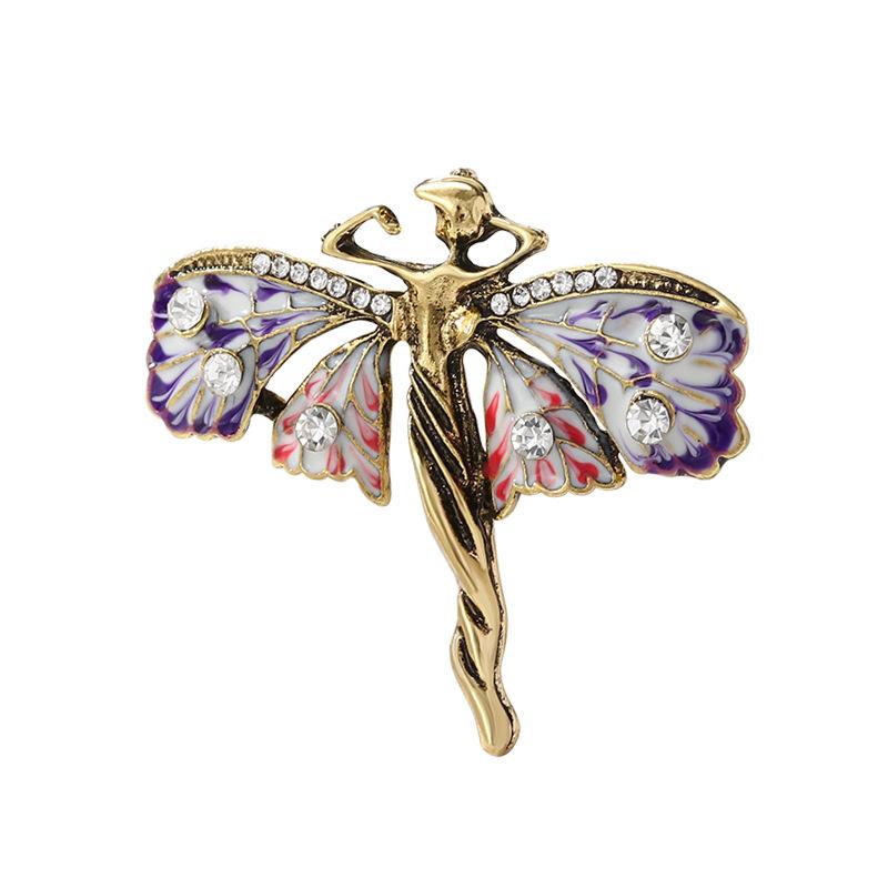 Exquisite Angel Brooches For Women Girls  Butterfly Wings Girl Pins Versatile Shiny Corsage Clothing Accessories Gifts