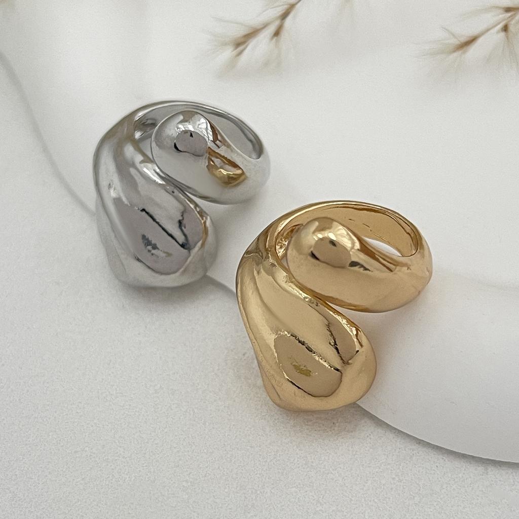 Ingemark Creative Unique Smooth Water Drop Rings for Women Punk Gold Color Geometric Adjustable Open Ring Couple Wed Jewelry New