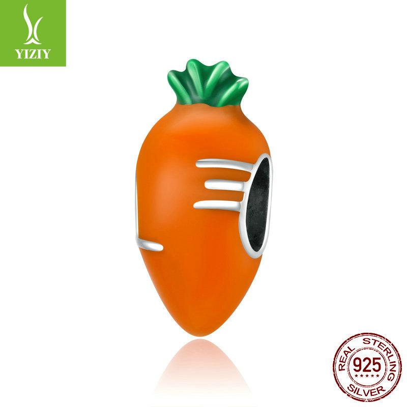 Carrot 925 Silver Beads, Dripping Oil Color Vitality Bracelet Beaded Accessories Scc1591