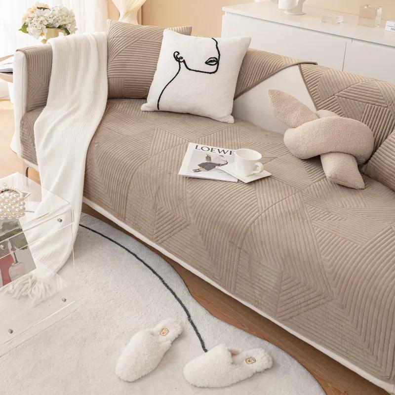 Nordic Thicken Sofa Covers Non-slip Soft Geometric Sofa Cushion Mat Slipcover Home Sectional Corner L Shape Couch Towel Cover