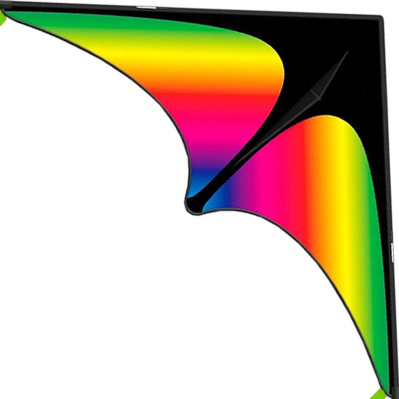 Rainbow Triangle Kite with Double Tail - Colorful Cartoon Design for Children & Adults