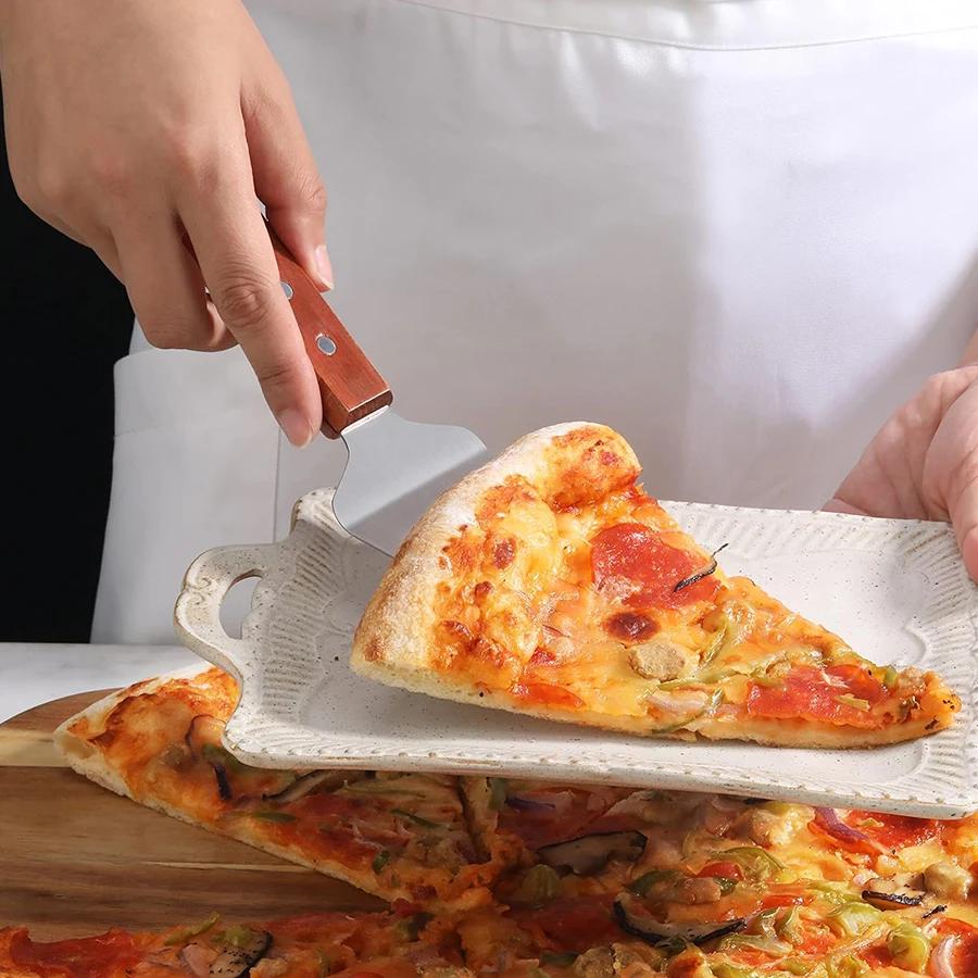 Edelstahl Pizzaheber Pizza Spatel mit rutschfestem, hitzebeständigem Griff zum Backen im Pizzaofen, für die Heimküche