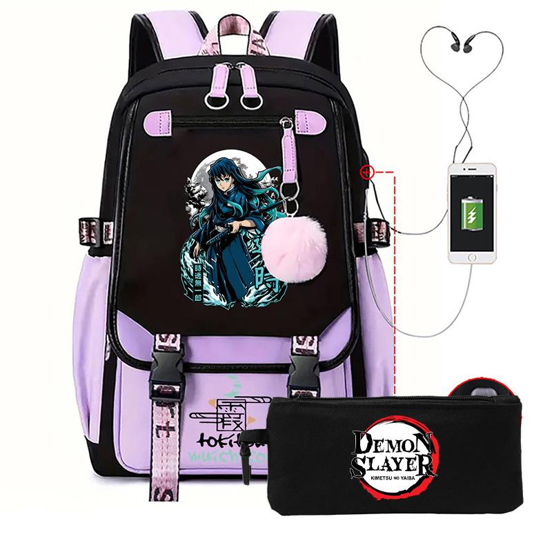 Anime School Bag Tokitou Muichirou Peripheral Backpack Set Student Pencil Bag