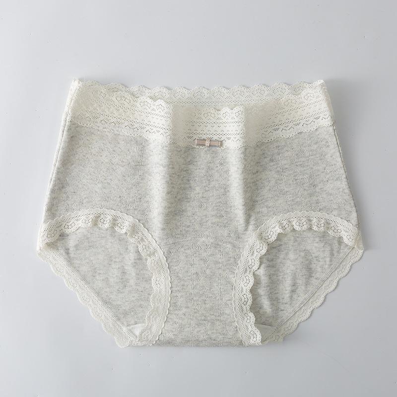 Ladies Spring and Autumn Lace Waist Soft and Comfortable 10A Bacteriostatic Pure Cotton Extended Crotch Breathable Briefs