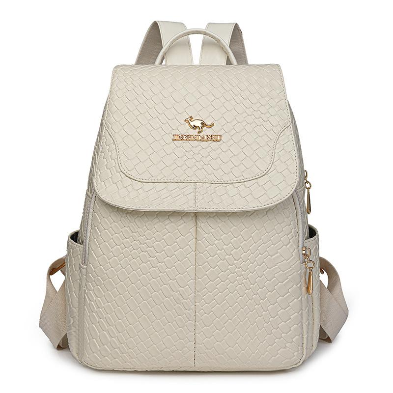 

Тканый рюкзак женский большой емкости рюкзак для поездок на работу многофункциональный школьный рюкзак для студентов бежевый