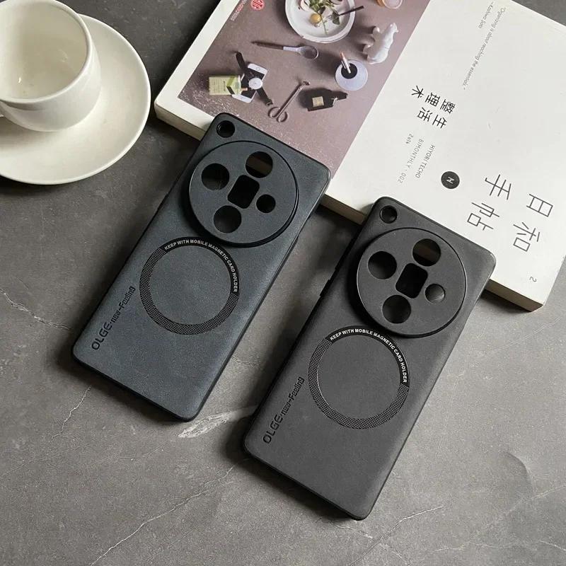 Magnetic Phone Case for OPPO Reno11 Reno10 Reno9 Reno8 Pro Plus Find X5 X6 Pro X7 Ultra Lambskin Texture Fuax Leather Cover