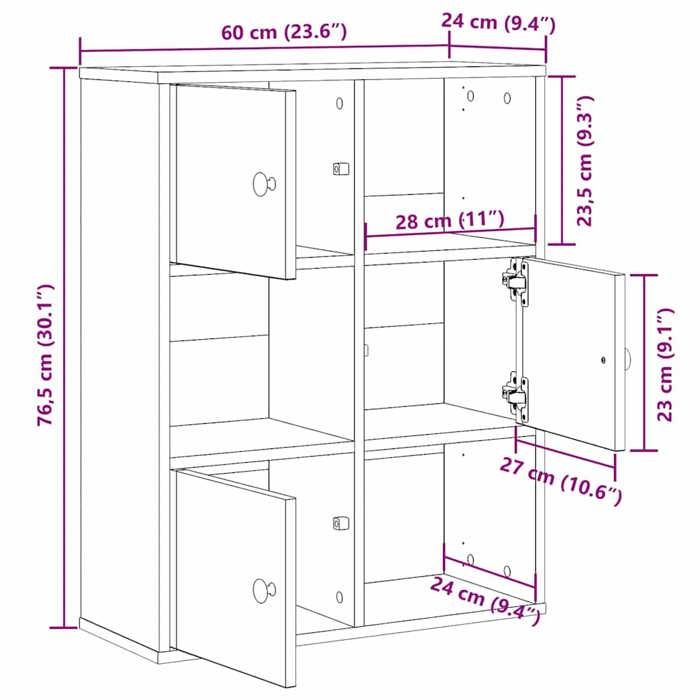 VidaXL Bibliothèque vieux bois 60x24x76,5 cm bois d'ingénierie, étagère à livres, support de rangement, support à livres, 860389