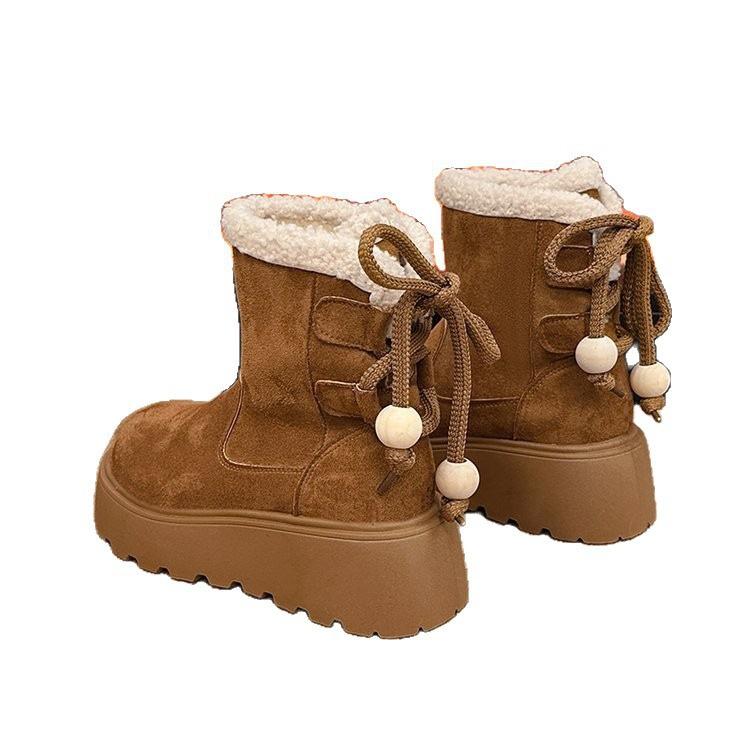 Thick-soled heightening snow boots winter new plush warm fluffy short boots small snow cotton shoes