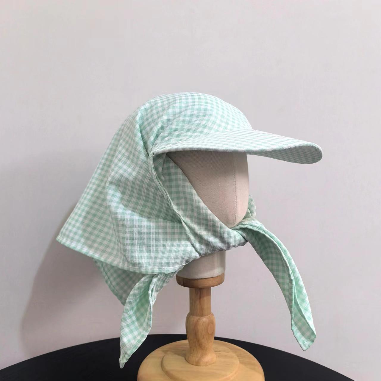 

Простая походная шляпа для отдыха на открытом воздухе, летняя солнцезащитная кепка с ремешком, клетчатая контрастная шляпа-платок для женщин M（56-58cm） зелёный