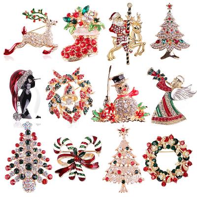 Mode Weihnachten Brosche Weihnachtsbaum Schuhe Alter Mann Elch Kranz Schneeflocke Glocke Pin weiblich