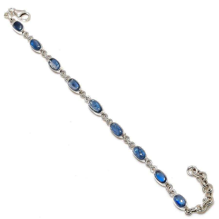 

Natural Blue Kyanite Gemstone 925 Solid Sterling Silver Gift Bracelet 7-8 t4L99