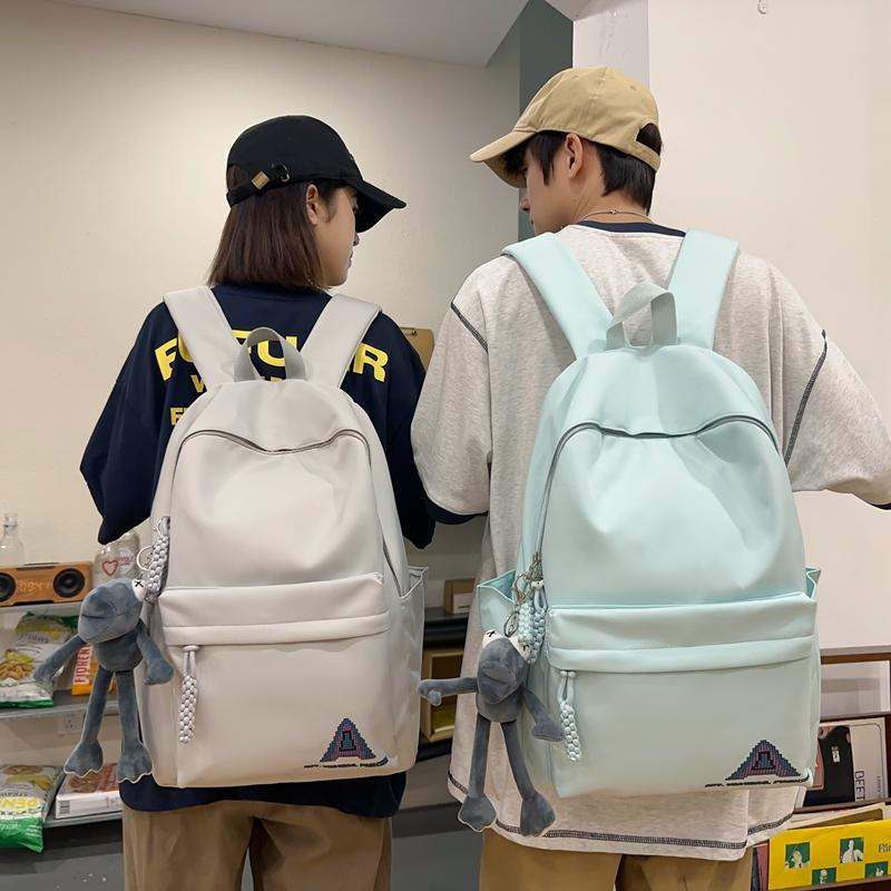 Student School Bag Women's Large Capacity Backpack Solid Color Men's Backpack