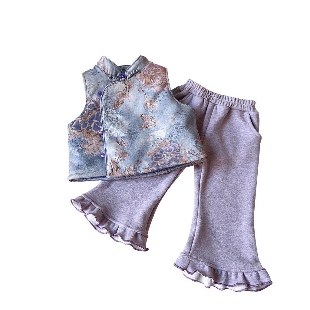 Mädchen Winter Tang Anzug Weste & Strickhose Zweiteiler