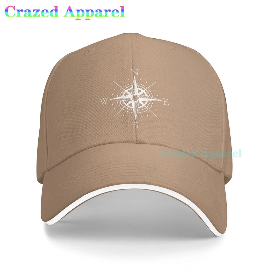 Compass North South East West Sailing Unisex Baseball Cap Denim Fabric Hat Adjustable Snapback Outdoor Sports Cap
