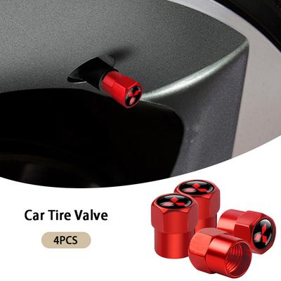 4pcs Aluminum Car Tire Valve Cap Tyre Air Stems Caps Emblem For Outlander Lancer EX ASX Pajero L200 Auto Accessories