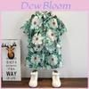 Trendy Floral Summer Outfit For Boys Soft Cotton Two-piece Set Ideal For Beach Vacations Ages 3 To 8