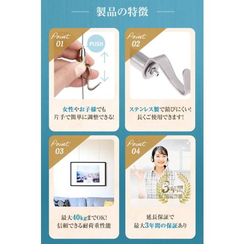 Road clover Picture Rail with Integrated Wire Hooks [Designed by an Interior Coordinator] 40kg Weight Capacity, Adjustable Height (1.0m Hooks x 1, 5,